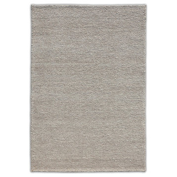 Hand Woven Flat Ivory Pile Weave Wool Rug by Tufty Home, Natural Beige, 6x6 Square