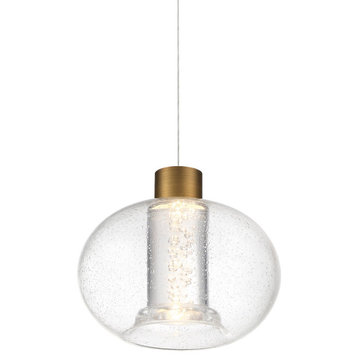 Crater 8" LED Pendant Title 24 Compliant 3500K, Aged Brass