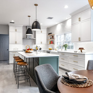 Two Tone Modern Kitchen and Half Bath in Towaco