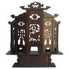 Chinese Antique Flower Bird Carving Mini Buddha Display Cabinet