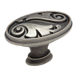 Cosmas - Cosmas 4297WN Weathered Nickel Floral Cabinet Oval Oblong Knob, Set of 25 - Cabinet And Drawer Knobs
