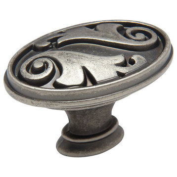 Cosmas 4297WN Weathered Nickel Floral Cabinet Oval Oblong Knob, Set of 25