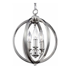 Feiss 3-Light Pendant, Polished Nickel