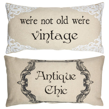 Antique Chic Vintage Charm Reversible Pillow Cover