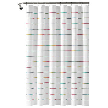 Ombre Stripe Yarn Dyed Cotton Shower Curtain, 72"x72", Rainbow