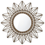 LENE BJERRE - Handwoven Dark Rattan Sunburst Mirror - This unique sunburst inspired mirror is made from a dark rattan.
