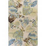 KAS Rugs & Home - Havana 2630 Ivory and Blue Oasis Rug, 3'3"x5'3" - Havana 2630 Ivory/Blue Oasis 3'3" x 5'3". Hand-Tufted of 100% Wool with Cotton Backing. Made in India. Vacuum regularly & spot clean stains. Professional cleaning recommended periodically.