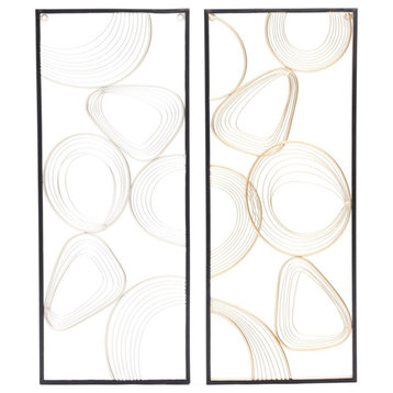 LuxenHome Set of 2 Gold and Silver Abstract Metal Wall Decor