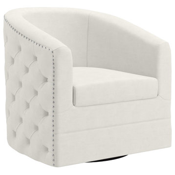 Velvet Swivel Accent Chair, Ivory