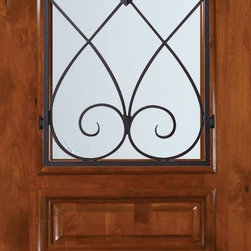 Slab Single Door 96 Wood Alder Charleston Arch Top Arch Lite - Front Doors