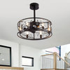 20" Crystal Caged Chandelier Ceiling Fans with Light Kit and Remote Control, Black