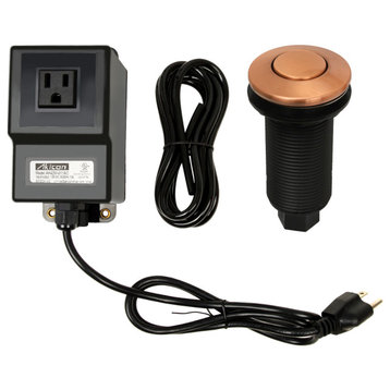 Single Outlet Copper Garbage Disposal Kitchen Air Switch Kit, Copper
