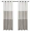 Chateau Striped Faux Silk Grommet Top Curtains, Dove Grey, 54"x108"