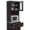 Kitchen Cabinet With Open Space for Microwave, Chocolate-Gray