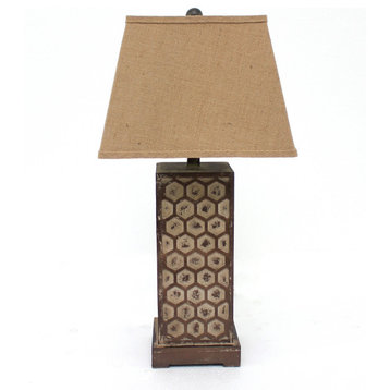 Industrial Table Lamp With Honeycombed Metal Base