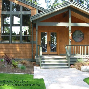 Custom Leaded and Beveled Glass entry.©Design Tech Artglass All Rights Reserved