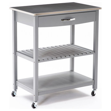 Holland Kitchen Cart With Stainless Steel Top, Gray