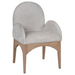 Meridian Furniture - Waldorf Chenille Upholstered Dining Chair, Black, Chenille, Natural Finish, Grey, Arm Chair, Chenille Fabric, Natural Finish - The Waldorf Chenille Fabric Dining Arm Chair exudes elegance and comfort. Crafted with solid ash wood, this dining chair boasts a sturdy and durable construction. The natural finished legs provide a warm and welcoming touch to the overall design. The plush grey chenille fabric on the seat and backrest of the chair offers a soft and cozy seating experience, making it an ideal choice for long dinner conversations with family and friends.