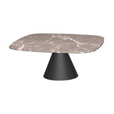 Oscar Small Square Coffee Table, Brown Marble, Black Base