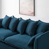 Sofa, Fabric, Navy Blue, Modern, Living Lounge Room Hotel Lobby Hospitality