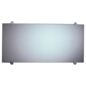 Frameless Rectangular Mirror, Round Polished Stainless Steel Wall Mount Supports