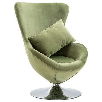 vidaXL Armchair Upholstered Swivel Accent Chair with Cushion Light Green Velvet