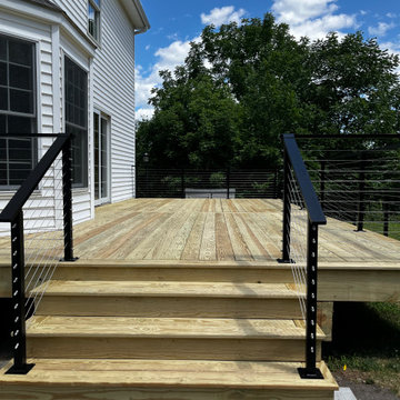 Pressure Treated Wood Deck with Cable Rail System