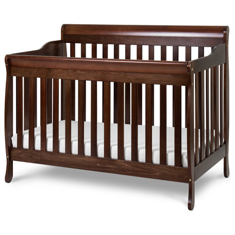 Baby Mile Eve 4-in-1 Convertible Crib With Guardrail, Espresso