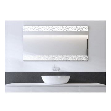 Rustic Brick Surface Etched Mirror and Back Frosted Double Boarder Wall Mirror