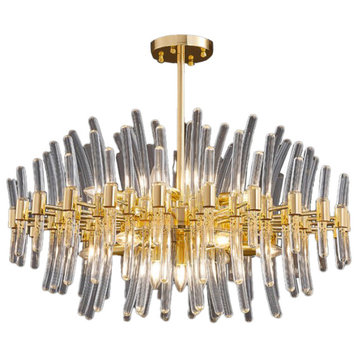 Zuccarello | Abstract Design Gold Glass Hanging Chandelier, 23.6'', 1 Style