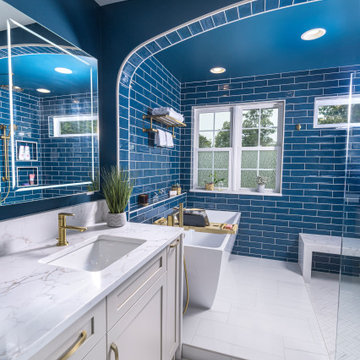 Beyond Beige - A Bold Blue Master Bath Transformation in Harrisburg, PA