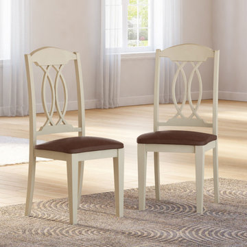 Carrollton Two Tone Mahogany Wood Dining Chair with Leather Seat