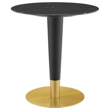Zinque 28" Artificial Marble Dining Table, Gold Black