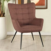 Isla Upholstered Flared Arms Accent Chair With Grid Tufted Accent Chair Orange