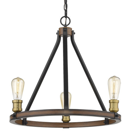 Z-Lite 472-3 Kirkland 3 Light 20"W Faux Wood Ring Chandelier - Rustic Mahogany