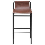 Meridian Furniture - Dax Black Faux Leather Counter Stool, Brown - Hop up and take a seat at your breakfast bar with this Dax vegan leather counter stool. Featuring soft brown vegan leather paired with a matte black metal frame, this counter stool makes a bold statement no matter what your decor style. Its contemporary design is perfect for the modern home, with its tall legs providing ample space for you to stretch your legs while you eat breakfast. A thin footrest wraps around the stool's legs, allowing you to rest your pups while enjoying your morning meal.
