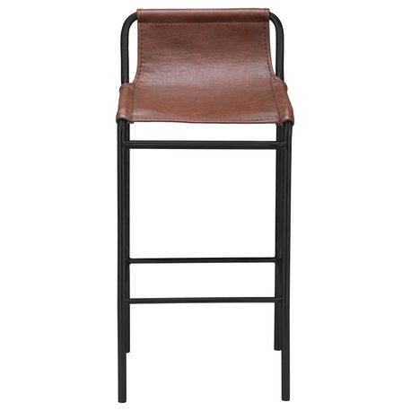 Dax Black Faux Leather Counter Stool, Brown