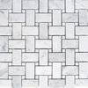 Carrara White Marble Basketweave Mosaic Tile White Dots Polished 1x2, 1 sheet