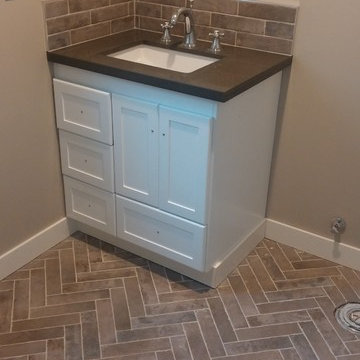 2 1/2 × 9 porcelain subway pattern backsplash