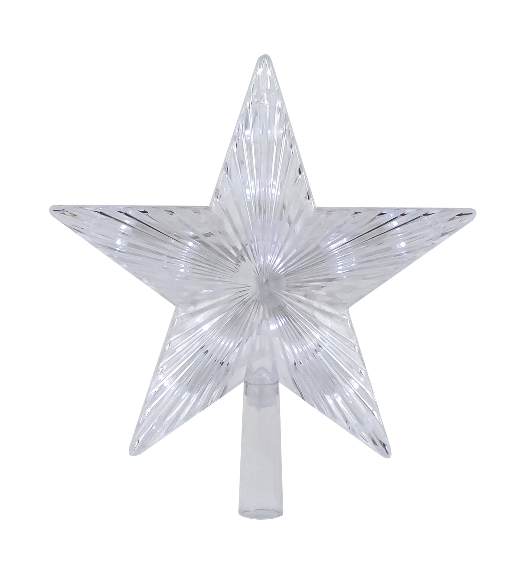8.5" LED Lighted Clear 5 Point Star Christmas Tree Topper White Lights ...