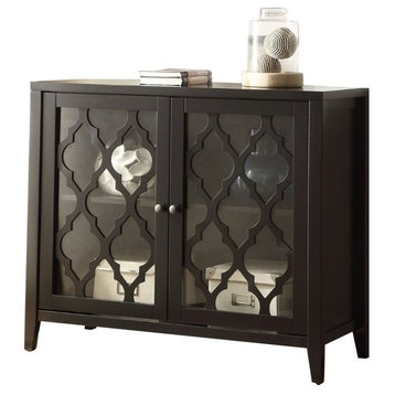 Bowery Hill Contemporary 2-Door Wood/Glass Accent Chest in Black