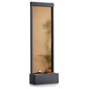 Alpine Mirror Waterfall Fountain With Stones and Light, Bronze, 72" Tall