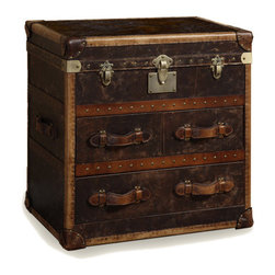 Vintage Steamer Side Table with 3 Drawers - Side Tables And End Tables