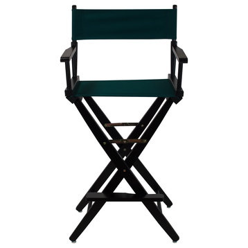 Wide 30" Director's Chair With Black Frame, Hunter Green Cover