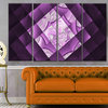 Purple Pixel Field of Squares, Abstract Wall Art Canvas, 48"x28", 4 Panels