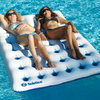 76" Inflatable White and Blue 18 Pockets Dual Window Pool Air Mattress