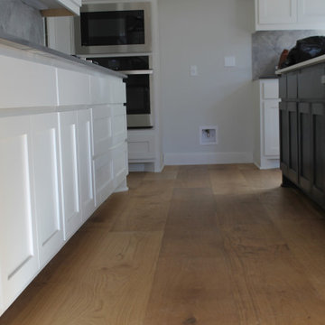 European Oak Natural 12" Wide Plank flooring in Kitchen
