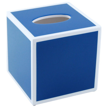 True Blue & White Lacquer Bathroom Accessories, Tissue Box
