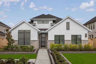 Example of a transitional exterior home design in Houston