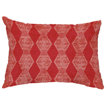 Pyramid Stripe 14"x20" Decorative Abstract Outdoor Throw Pillow, Red